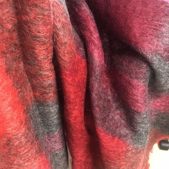 Royal Scot Plaid Blanket Red Gray Fringe Mohair Wool Afgan 57x70 Vintage  New - Picture 10 of 11